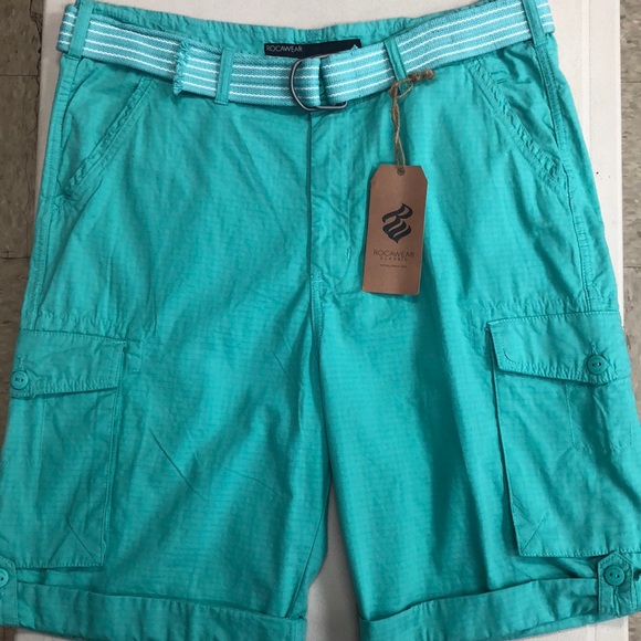 mens turquoise cargo shorts